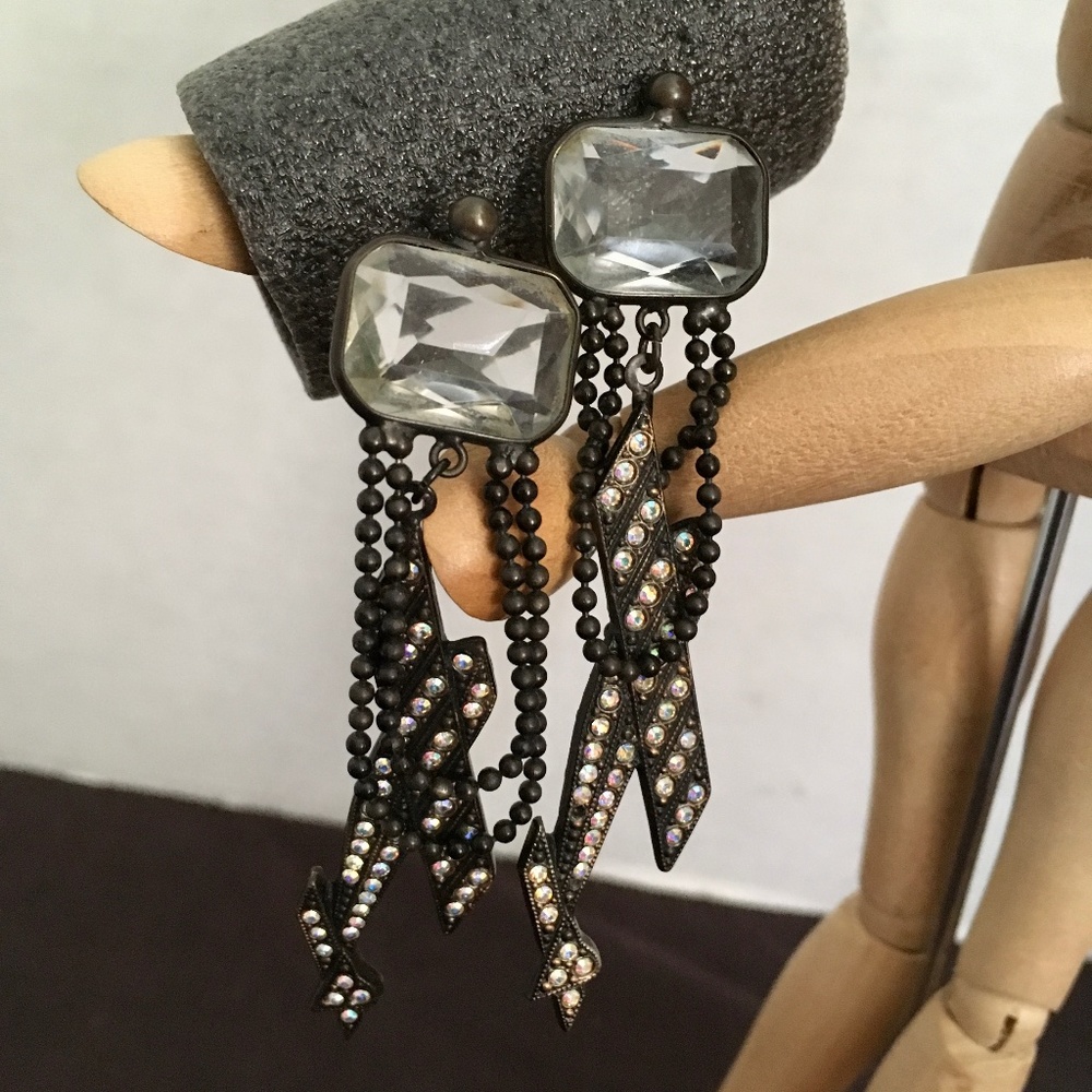 Vtg Airplane Design Drop EARRINGS